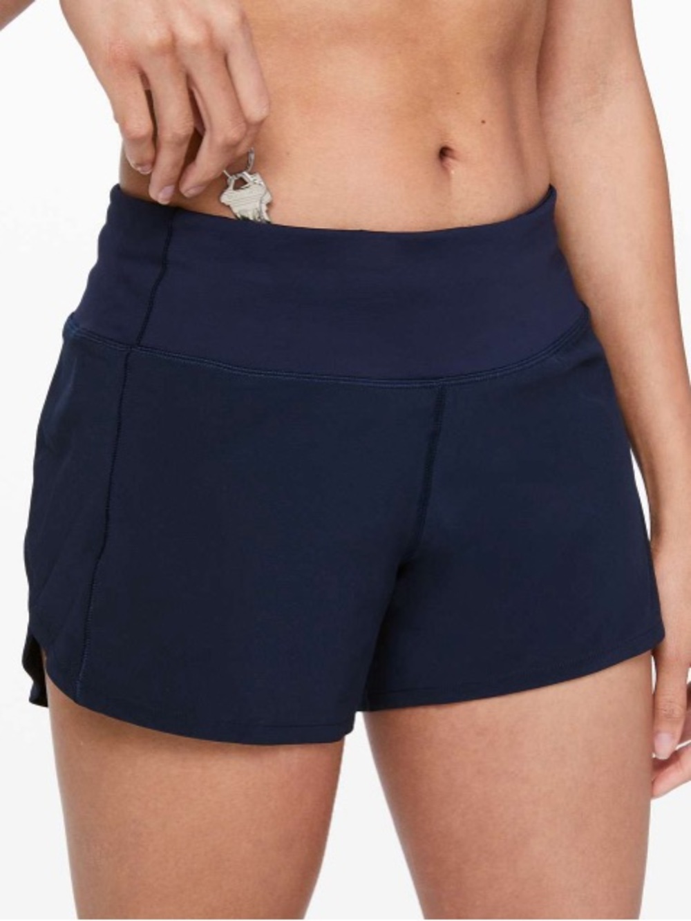 Lululemon True Navy Mid Rise Speed Up Shorts with 4” Inseam Size 14